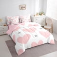 thumbnail image 4 of Homewish Lovely Heart Loves 7pcs Bedding Comforter Set,Cartoon Stars Print Queen Bedding Sets,Pink White Gray 0Queen Sheet Sets For Girls Kids,Super Cozy Room Decor Reversible, 4 of 9