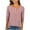 Pink, variant on HomeDM 3/4 Sleeve Shirts for Women, Button Down Crew Neck Summer Casual Pullover Tops Solid Color - Pink/L