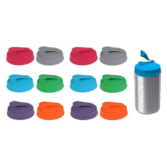 Reusable Silicone Can Cover for Standard Size Soda/Beer/Energy Drink Cans, Assorted Colors, 12Pcs