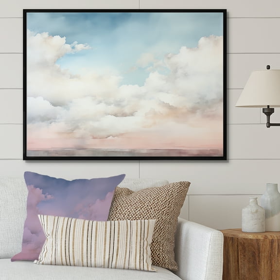 Designart "Clouded Sky Simplicity" Sky Floater Framed Canvas Wall Art