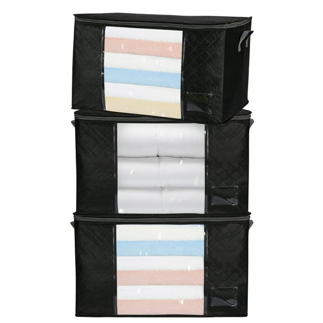 Leeten 3 Pack Clothes Storage Bag Organizer with Handle, Nonwoven