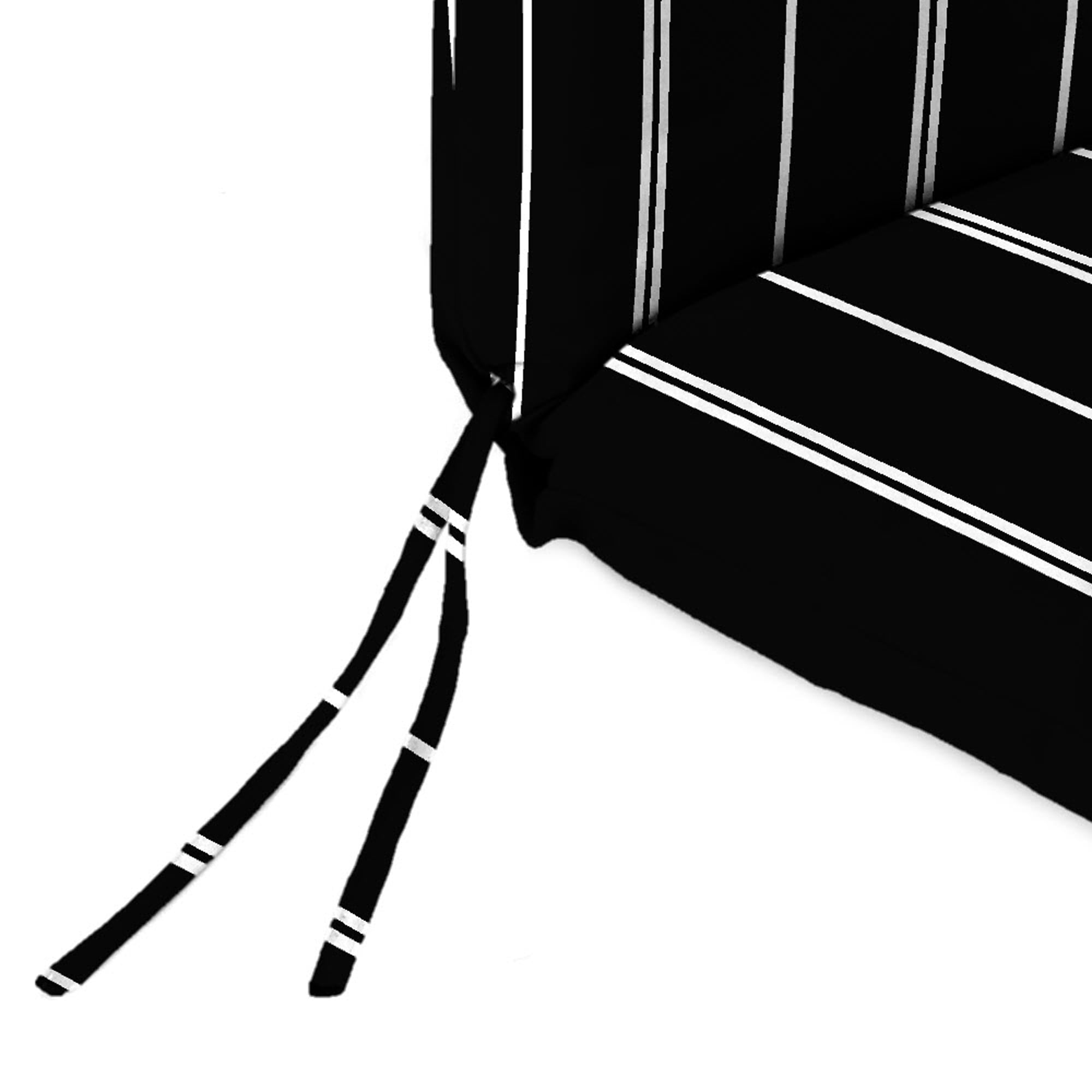 Jordan Manufacturing 44" x 22" Pursuit Shadow Black Stripe Rectangular Outdoor Chair Cushion with Ties and Hanger Loop
