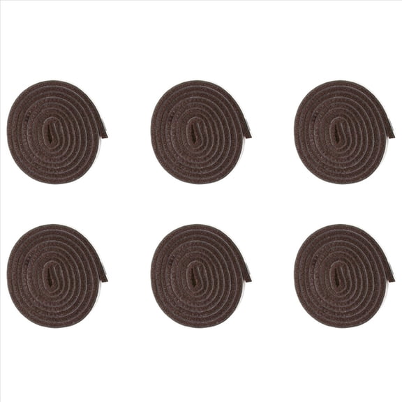 6X Self-Stick Heavy Duty Felt Strip Roll for Hard Surfaces (1/2 Inch X 60 Inch), Brown,6 x Furniture mats,Brown