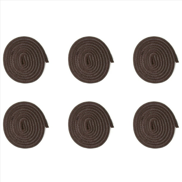 6X Rollo de Cinta de Fieltro de Alta Resistencia Autoadhesivo para Superficies Duras (1/2 Pulgada X 60 Pulgadas), MarróN