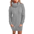 thumbnail image 3 of Vestido suéter de punto con cuello alto y cuello redondo de Europa y Estados Unidos para otoño e invierno, 3 of 5