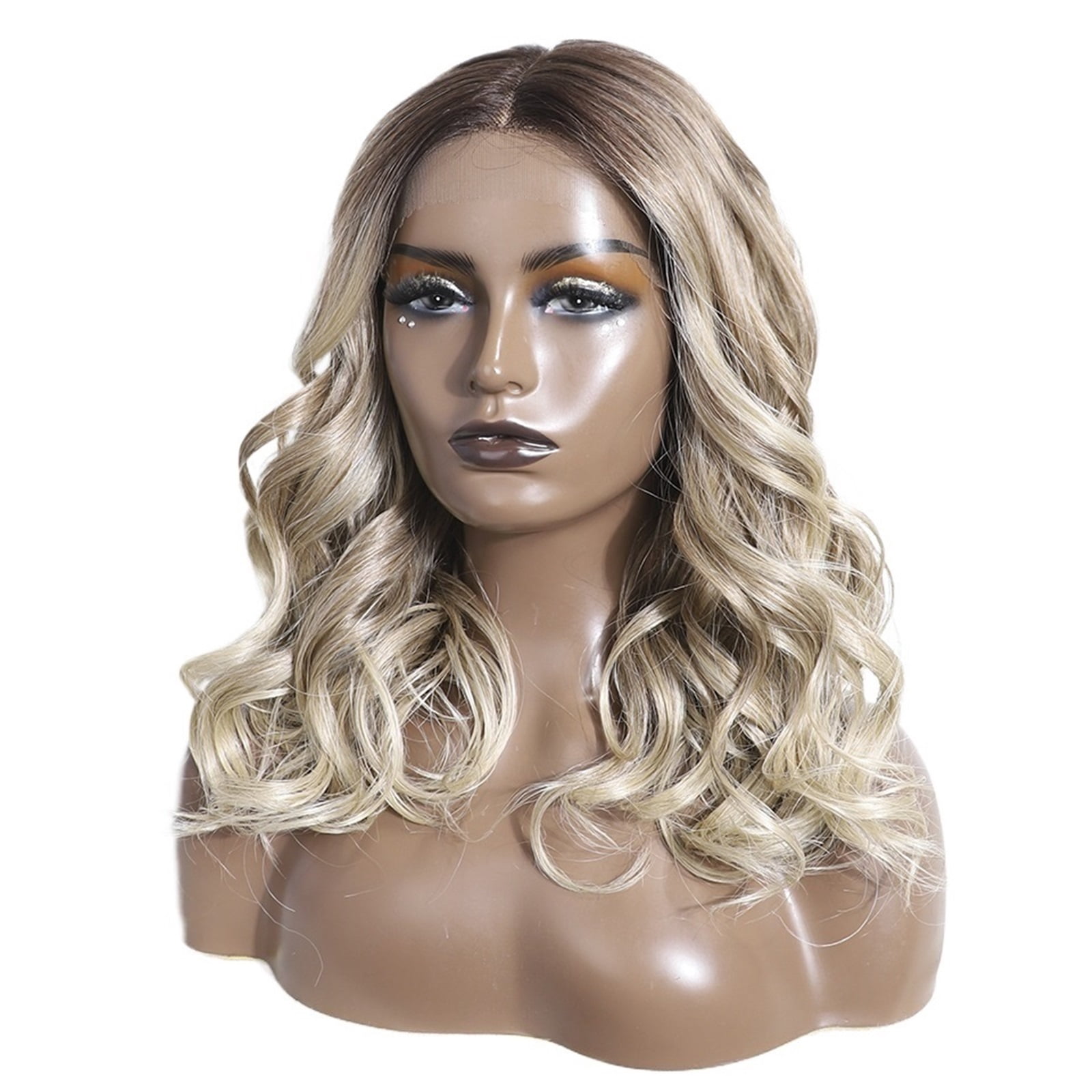 Synthetic Lace Front Wigs 20 Inch Wavy Glueless Blonde Cosplay Curly Wig