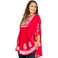 thumbnail image 4 of Sakkas Amori V-Neck Embroidery Poncho Top / Cover Up - Pink/White - One Size, 4 of 5