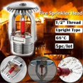 thumbnail image 2 of 5Pcs Fire Sprinkler-Head 155, Upright Sprinklers-Head Water Spray-Up 68 Quick Response 1/2Inch NPT, 2 of 5