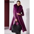 thumbnail image 4 of Chaqueta de piel de oveja auténtica de Tajiyane para mujer, abrigos largos de plumón de ganso blanco cálidos para invierno, parkas moradas con cuello de piel de zorro de lujo, 4 of 5