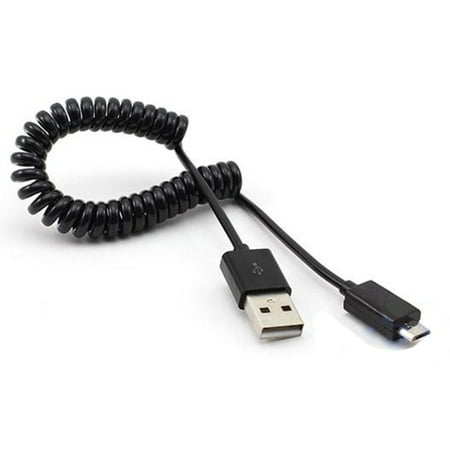 Coiled Sync Cord - Black Coiled Micro USB Cable Rapid Charger Sync Power Wire Data Transfer Cord 9E for Motorola Droid Turbo 2 - Samsung Galaxy J3 J5 J7, Note 3 4 5 Edge, S5 S6 Edge Edge+ S7 Edge