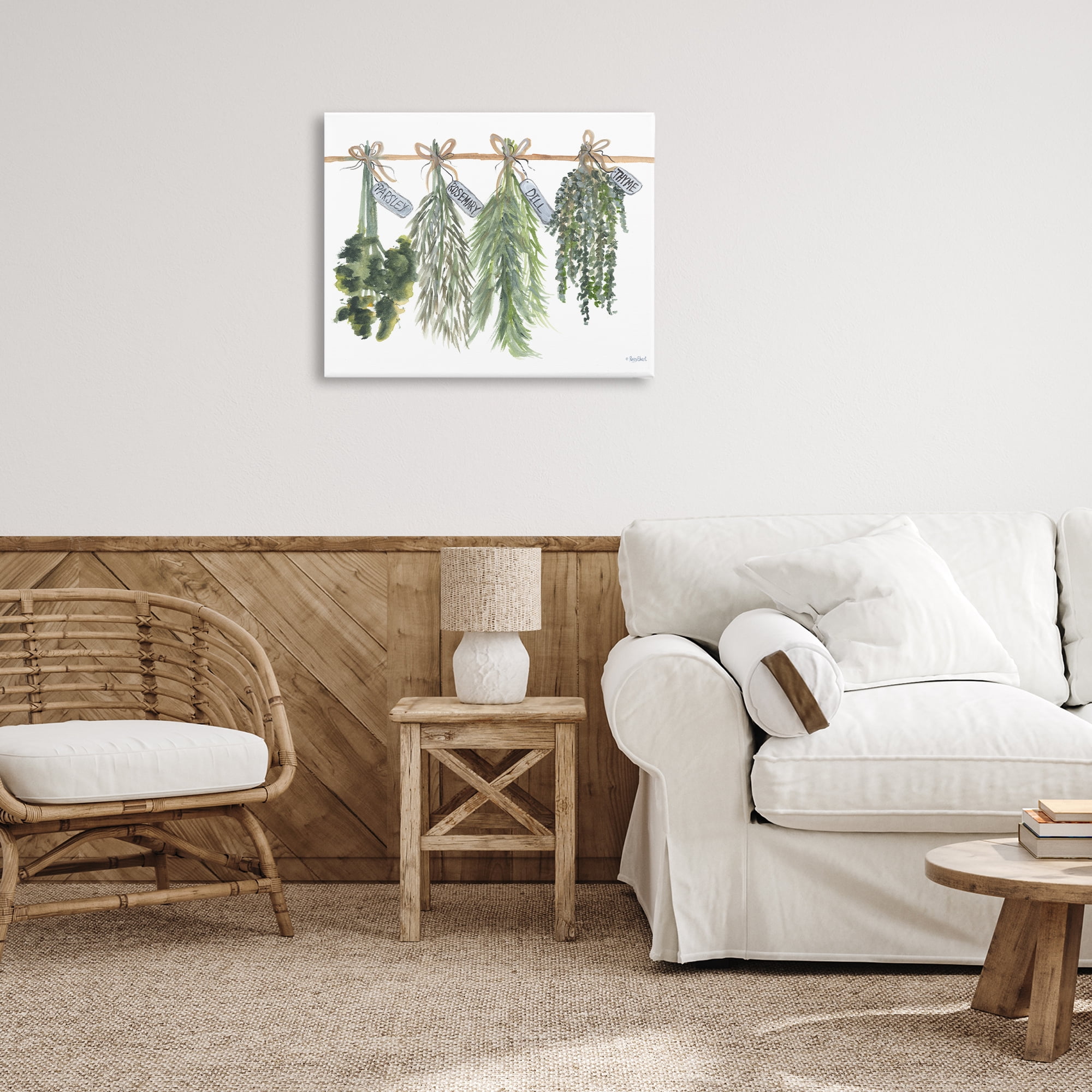 Stupell Industries Hanging Kitchen Herbs Botanical & Floral Painting Gallery Wrapped Canvas Art Print Wall Art, 30 x 24