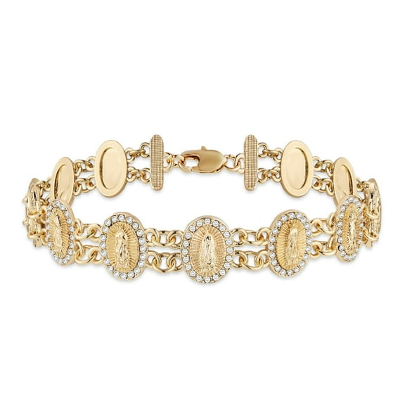 HZMAN Virgin Mary Bracelet for Women Dainty Religious Cubic Zirconia Our Lady of Guadalupe Link Bracelet (Silver CZ)