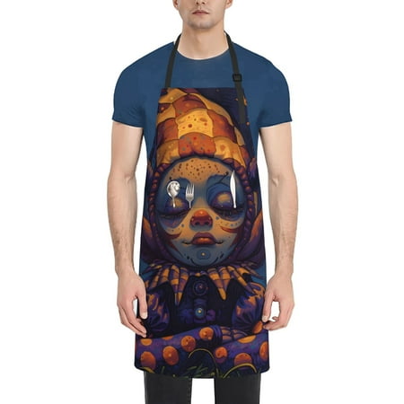 

Vsdgher Dreamy Jester Under Stars Waterproof Apron with 2 Pockets Kitchen Chef Aprons Bibs for Grooming Cooking Baking Painting Gardening
