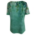 thumbnail image 5 of Femmes Tops Femmes Été Tops 2023 Été Femmes Zip Rétro Impression V-Cou en Vrac Manches Courtes T-Shirt Top Vert XL, 5 of 5