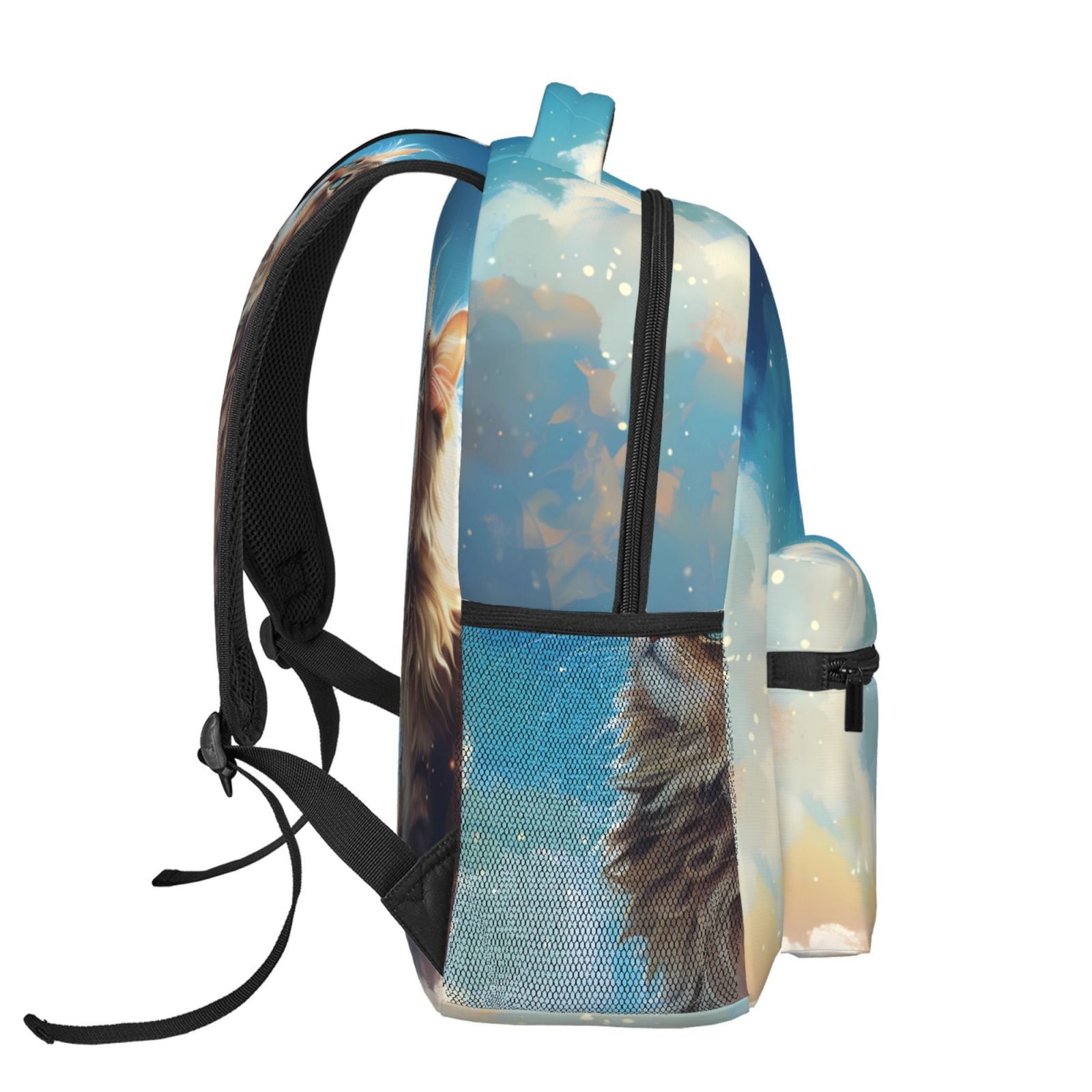 Xecao Blue Sky Winged Cat Backpack, a stylish and functional choice for both men and women, is the perfect basic bookbag for college, work, or travel