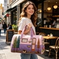 thumbnail image 6 of Quilted Large Embroidery Duffle Bag For Women Travel Tote Cute Nature Prints Shoulder Bag Weekend Trip Overnight Carryall Purse Luggage Storage, 6 of 9