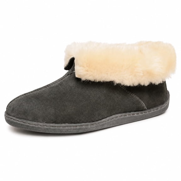 Minnetonka Men's Sheepskin Ankle Boots, Charcoal, 9 M US