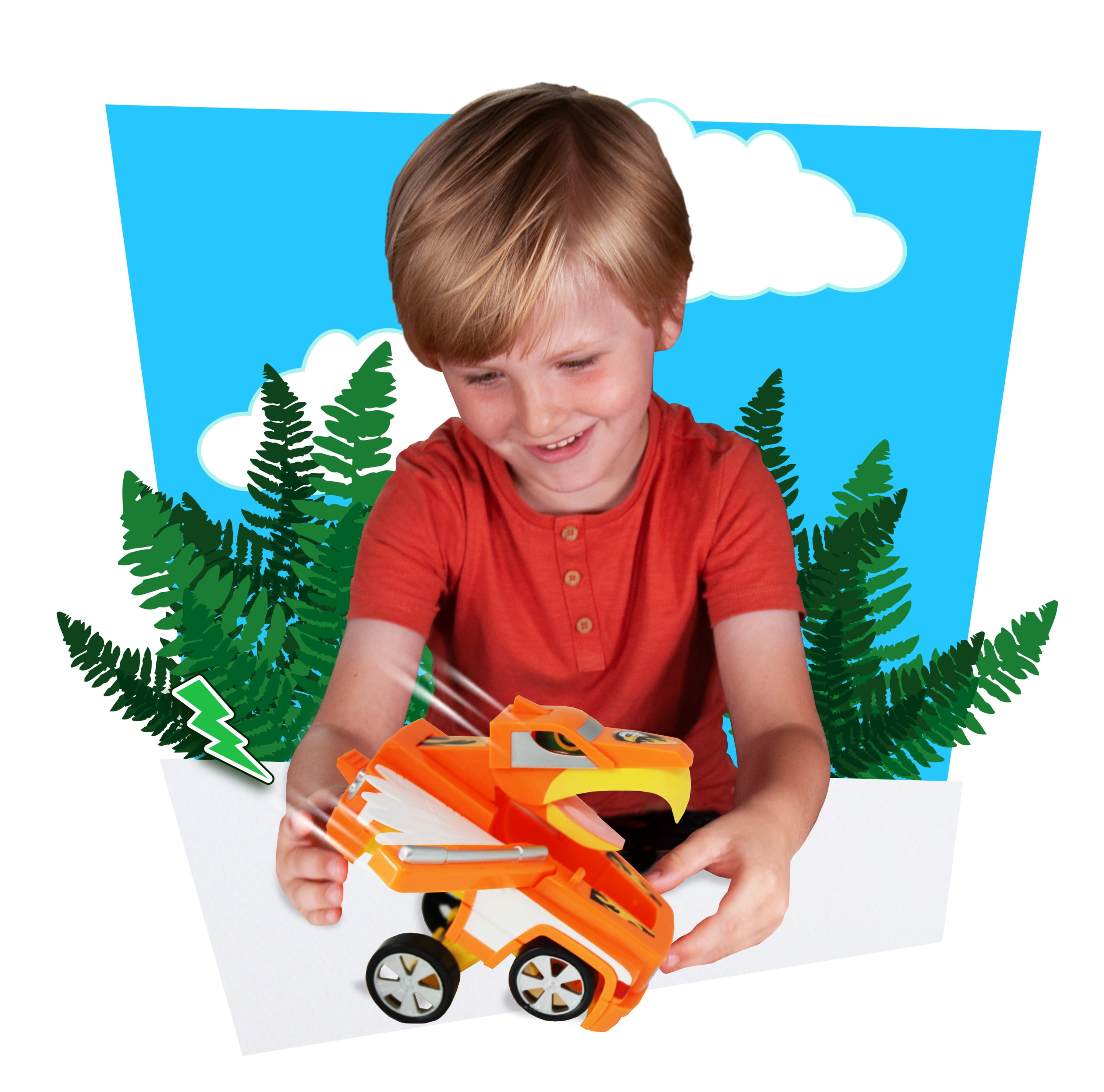 Convertimal Cars - Eagle from Deluxebase. Eagle Transformer Car Toy. 2-in-1 Car Toy to Eagle Toy for Children. Great Gifts for Kids and Kids Party Favors.
