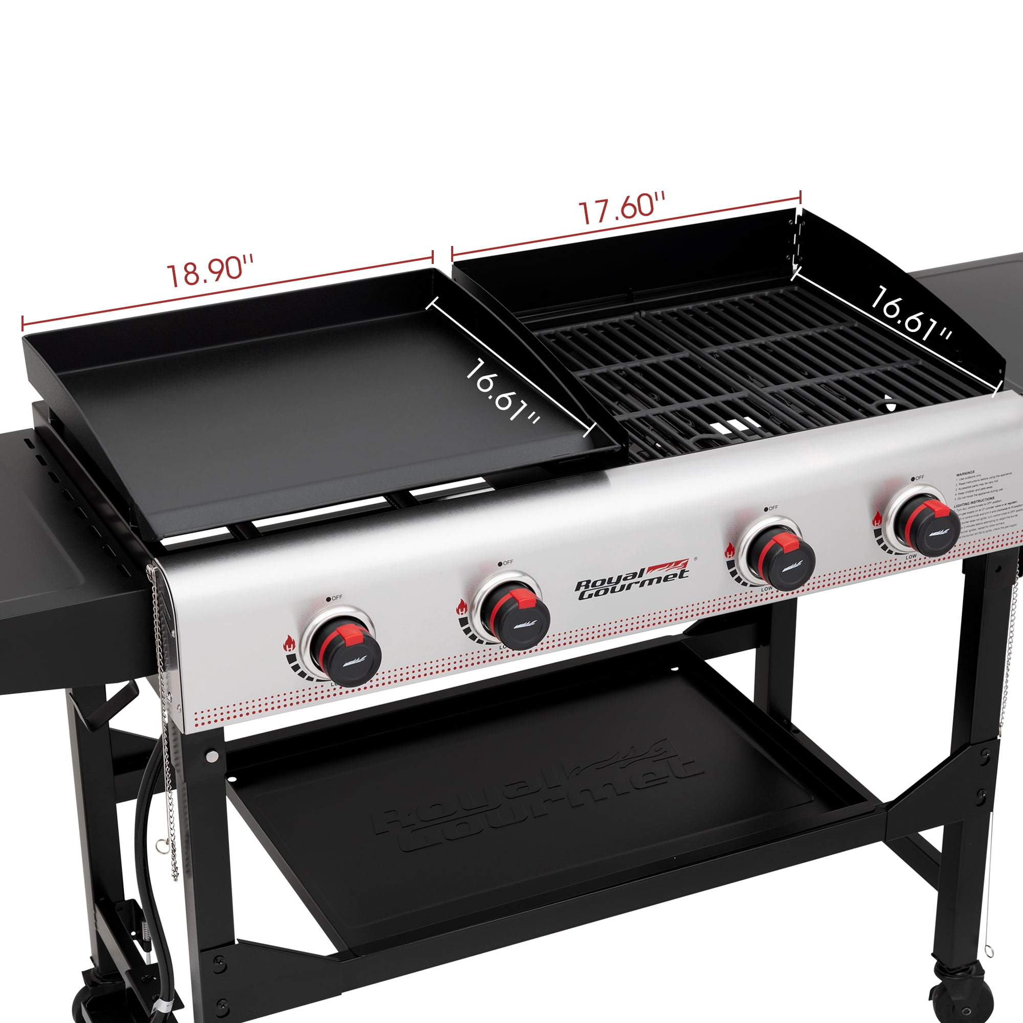 Royal Gourmet GD403 4-Burner Portable Flat Top Gas Grill and Griddle with Folding Legs Sansujyuku sansujyuku.com