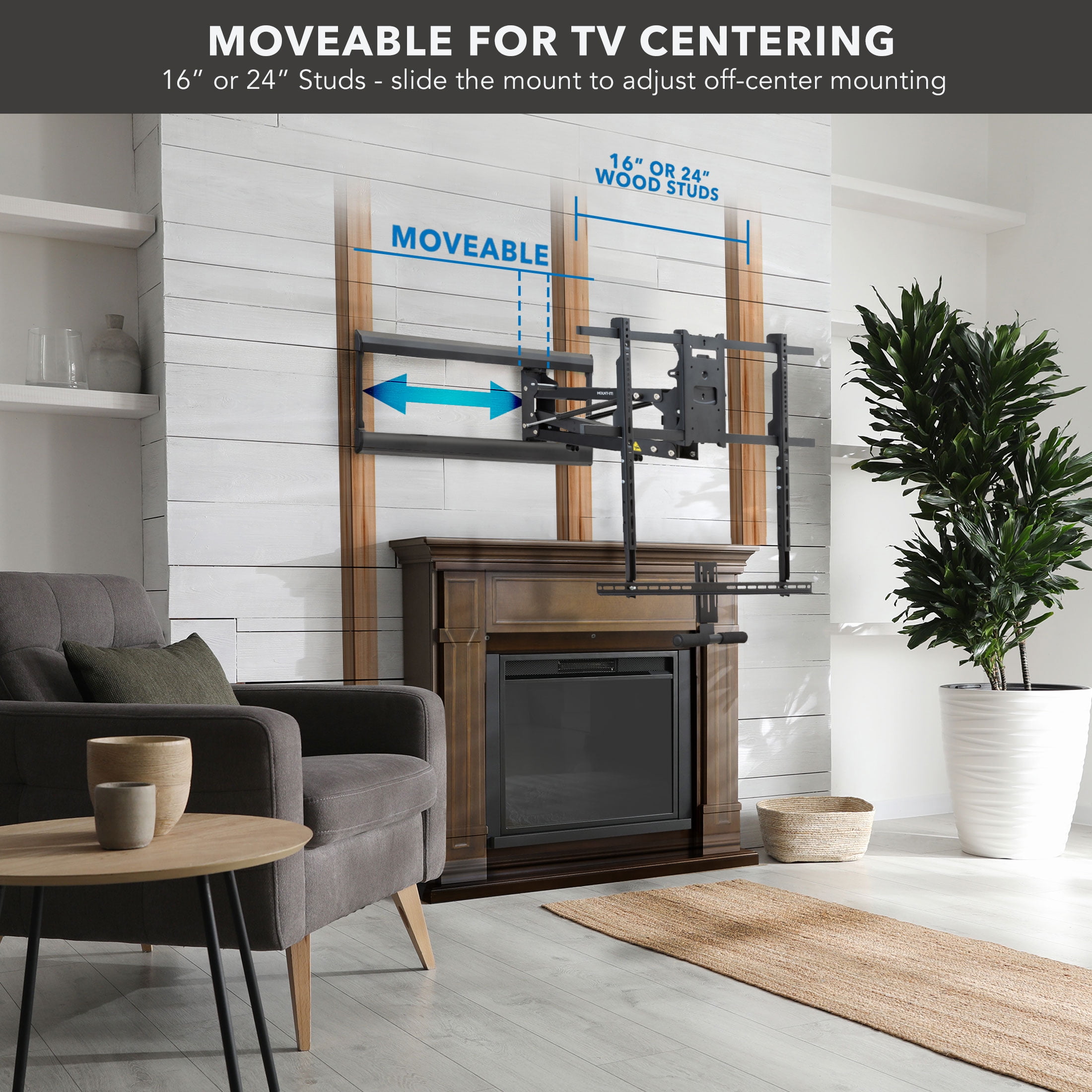 Pull Down Fireplace TV Mount - For TVs from 65" to 85"