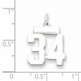 thumbnail image 2 of Sterling Silver Rhodium-plated Small Polished Number 34 Charm QSS34 (20mm x 8mm), 2 of 2