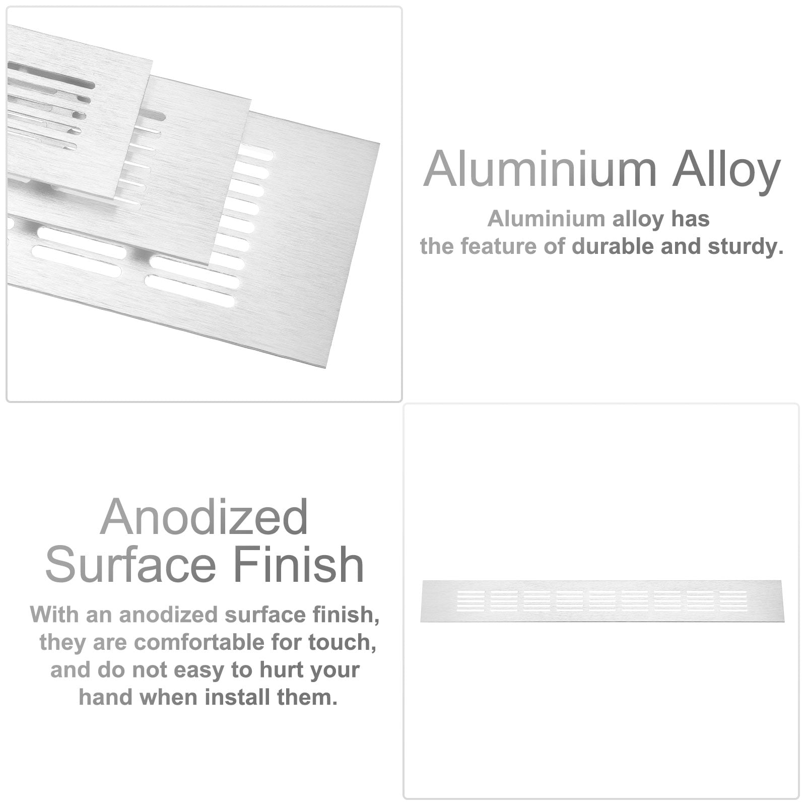 Uxcell 1 Set Rectangle Ventilation Grille, Aluminum 500x50mm Silver Tone