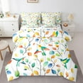 thumbnail image 2 of Kawaii Hummingbird Twin Comforter Set 7pcs for Girls Boys Chic Elegant Floral Bedding Comforter Sets, Woodland Animal Bed in a Bag Watercolor Leaves Bedding Set, Tropical Plant Bed Sheets Set, 2 of 5
