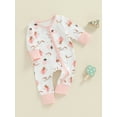 thumbnail image 2 of Biezeib Baby Girls Long Sleeve Romper Print Front Zipper Jumpsuits for Newborn Infant Toddler Cute Clothes, 2 of 6