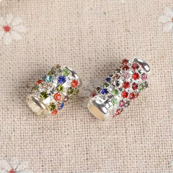 U8MO 5pcs Cylinder Tube Copper Alloy Metal Crystal Glass Rhinestones Big Hole Beads-20x10mm-Silver Colorized