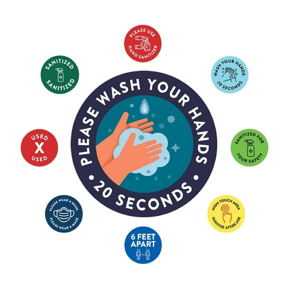 Koyal Wholesale Social Distancing Wash Your Hands Wash Your Hands - 20 Seconds Business Signs, 50 Labels