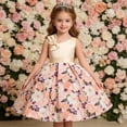 thumbnail image 2 of JAJAHO Flower Girl Dress Sleeveless Asymmetrical Shoulder Design Floral Print A-Line Ball Gown Mini Dress Prom Party Wedding Wear For Kids 5-10Y Trendy Dresses, 2 of 9