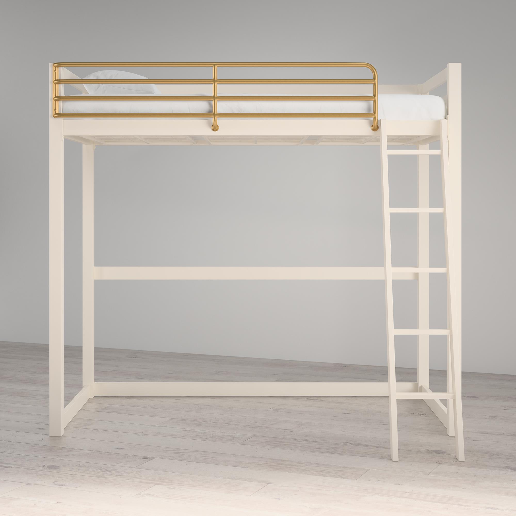 Little Seeds Monarch Hill Haven Twin Metal Loft Bed, White & Gold Bars - image 3 of 12