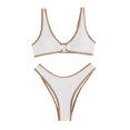 thumbnail image 4 of HUPOM Tummy Control Swimsuits For Women Mid Waist Sheath Bikinis Bikini Vacation Underwire Swimwear Clearance White size 6, 4 of 7