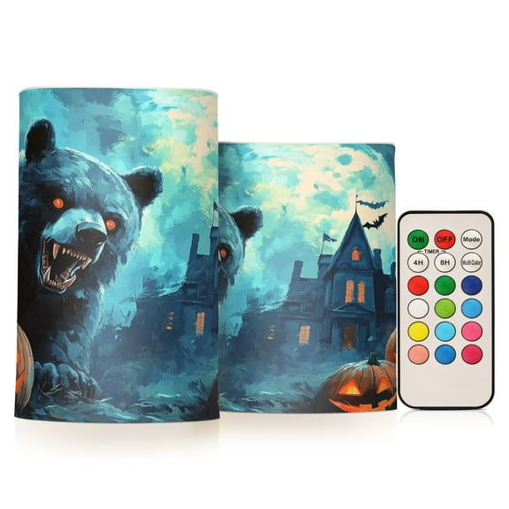 BZSMCE Flameless Candles LED Lights Halloween Bear Print Creativity Battery Candles