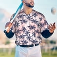 thumbnail image 5 of Lsque Tropics Palm Trees Pattern Mens Polo Golf Shirts Funny Graphics Shorts Sleeve Button Shirts Baseball T-shirt-XX-Large, 5 of 7