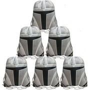 Think Green Fun Mandalorian SE33Favor Bags Drawstring Backpacks for Star Party // Made of Recycled RPET // 6-Pack, 12 x 14 inches