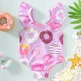thumbnail image 2 of Baby Girls Spring Summer Print Cotton Sleeveless Ruffle Romper Swimwear Clothing,Size 6 Months-9 Months, 2 of 6