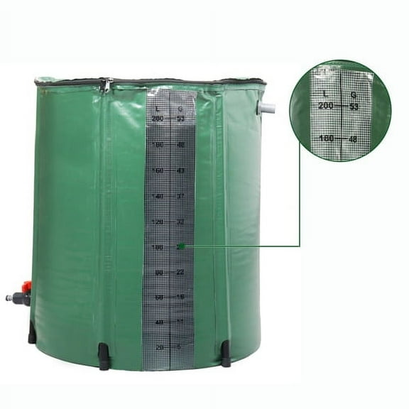 Zimtown 50 Gallon Collapsible Rain Barrel with Volume Mark Water Storage Saver Green