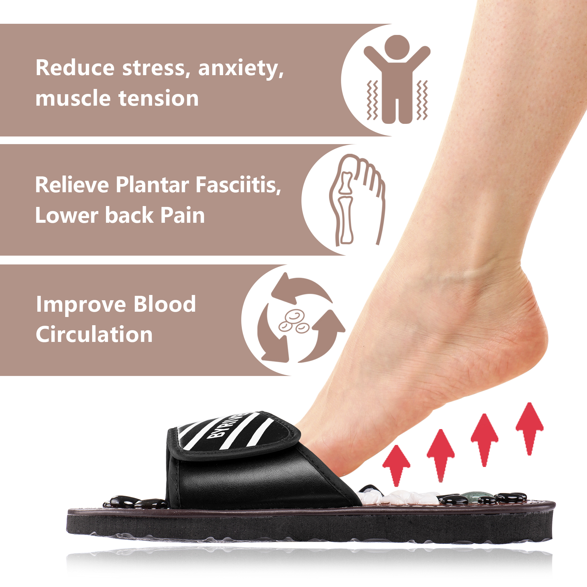 Byriver Acupressure Foot Massager For Circulation Stone Massage Slippers Sandals Shoes For Men 3546