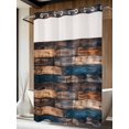 thumbnail image 4 of Vintage Wooden No Hook Shower Curtain Waterproof, Bathroom Curtains with Snap in Liners and See Through Top Window, Farmhouse Retro Shabby Wood Hotel Style Bathtub Curtains Shower 72"Wx96"L, 4 of 8
