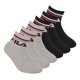 thumbnail image 1 of FILA Calcetines para Niños, paquete de 6 - Quarter, logo, rayas, color sólido Negro/Gris 23-26, 1 of 3