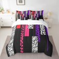 thumbnail image 2 of Castle Fairy King 7-Piece Zebra Leopard Comforter Set - Black Pink Purple Geo Bedding, 2 of 8