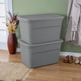 thumbnail image 4 of Sterilite 114 Liter Tote, Large Plastic Storage Bin with Snap-on Lid, Stackable, Gray, 4 of 5