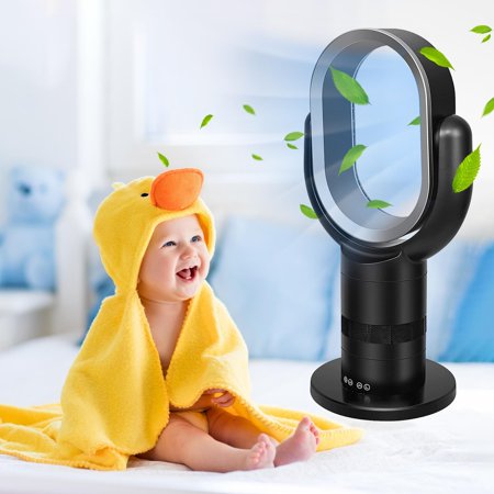 Glavbiku New Portable Table Bladeless Fan with 10 Speed Settings,Timing Closure,Black,24in H