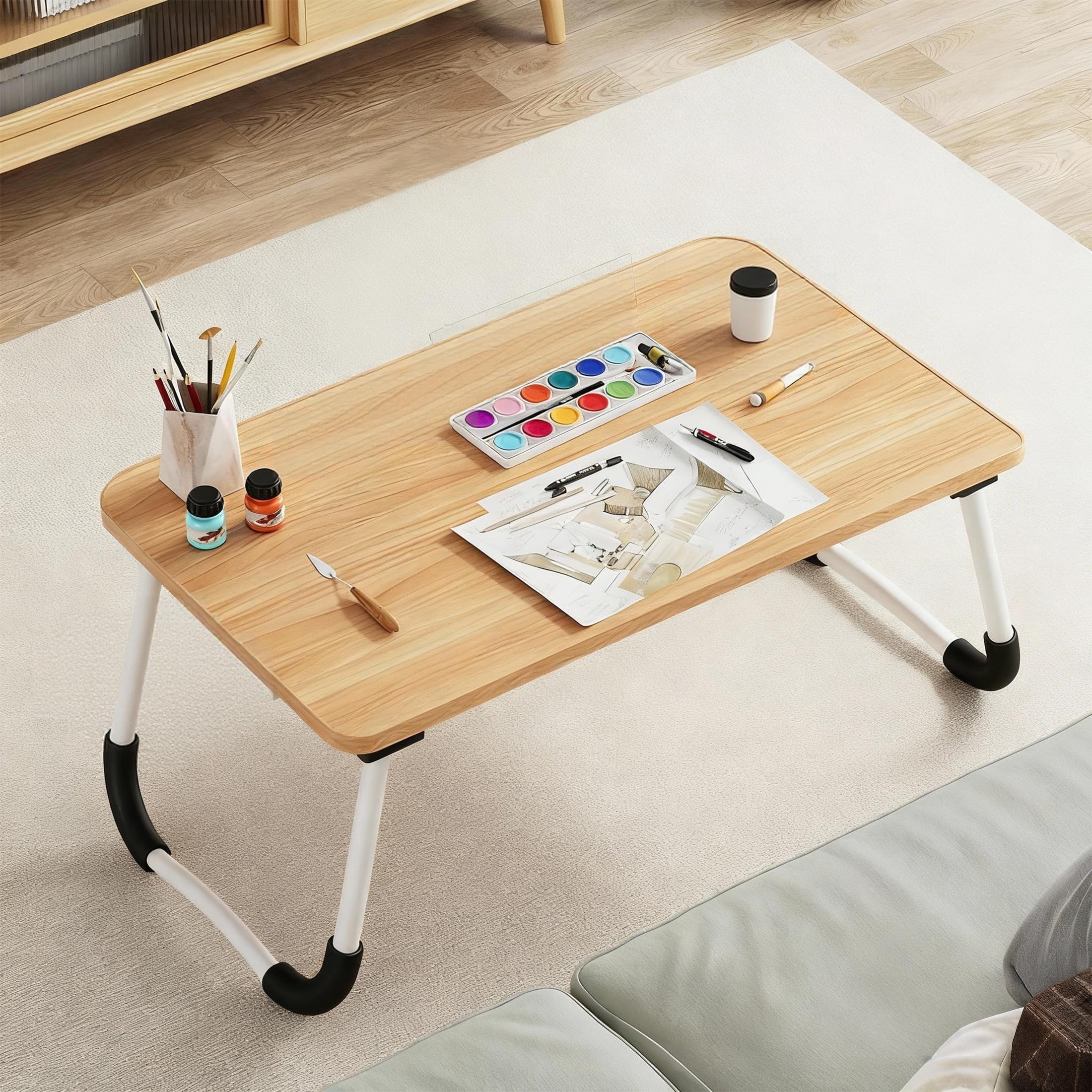 Lap Desk, Foldable 23.6 Inch Portable Bed Desk, Laptop Table Portable Desk for Working Reading Writing, Eating