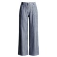 thumbnail image 7 of Fashion Striped Linen Pants for Women High Waisted Straight Leg Palazzo Trousers Casual Wide Leg Pant with Pockets, 7 of 7