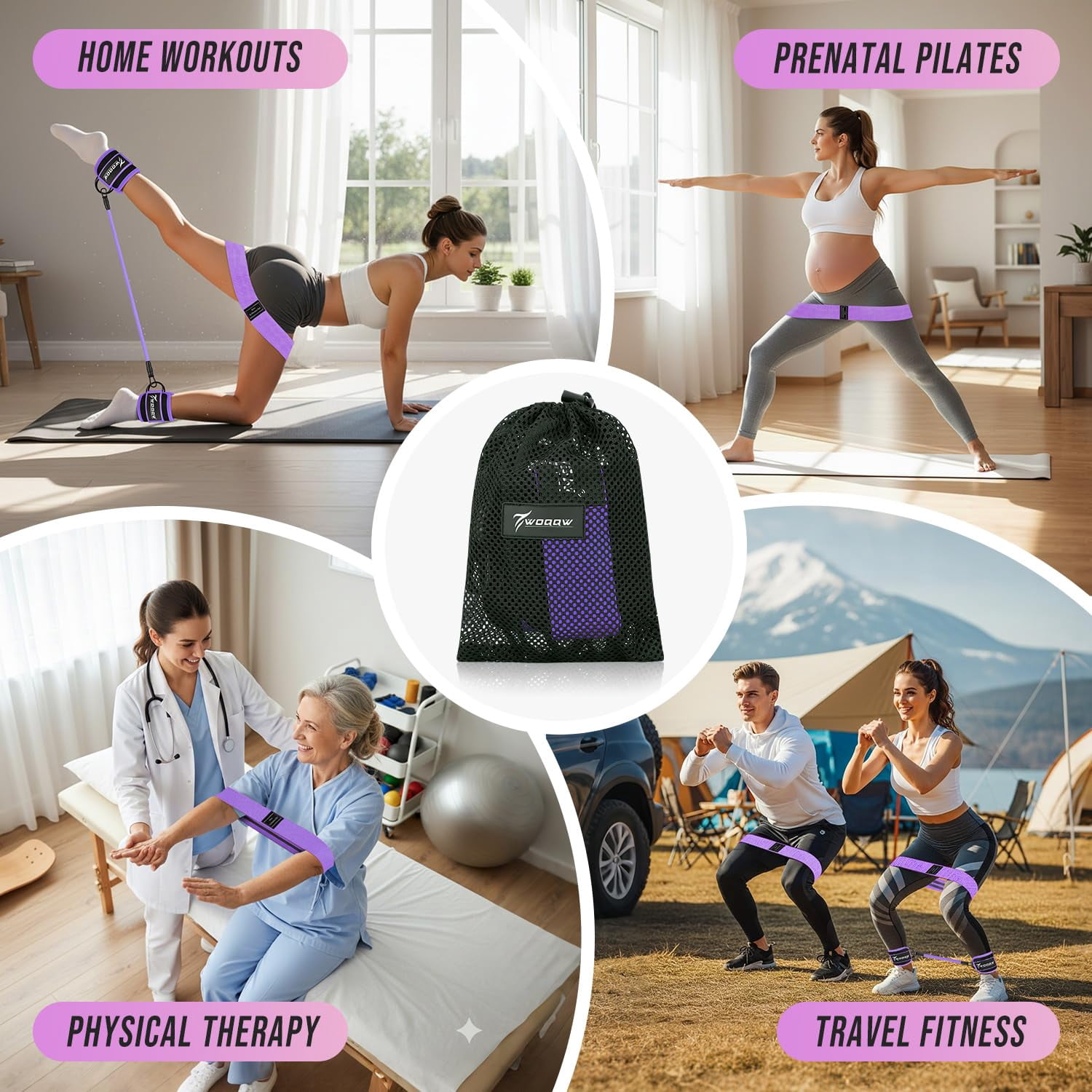 Resistance Bands Set - Ankle Resistance Bands with Cuffs for Legs & Glute Workout, Fabric Booty Bands for Women, Home Gym Exercise Equipment for Hip, Pilates, Fitness, Yoga, Physical Therapy