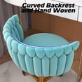 thumbnail image 6 of Velvet Woven Home Office Chair, Modern Swivel Desk Chair with Wheels, Height Adjustable Vanity Chair with Gold Metal Base and Hand Weaving Back for Bedroom Study Small Space, Cyan, 6 of 15
