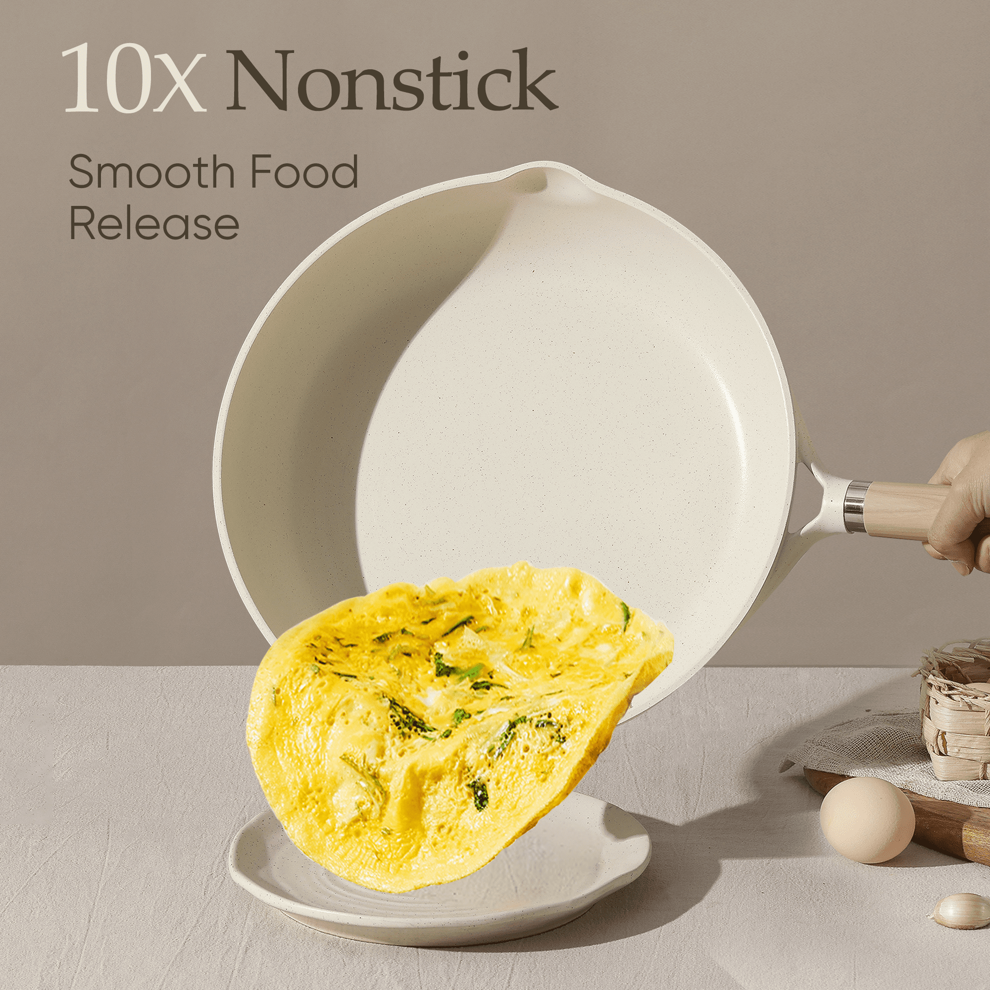 Carote 9.5" Nonstick Frying Pan, White Granite photo 3