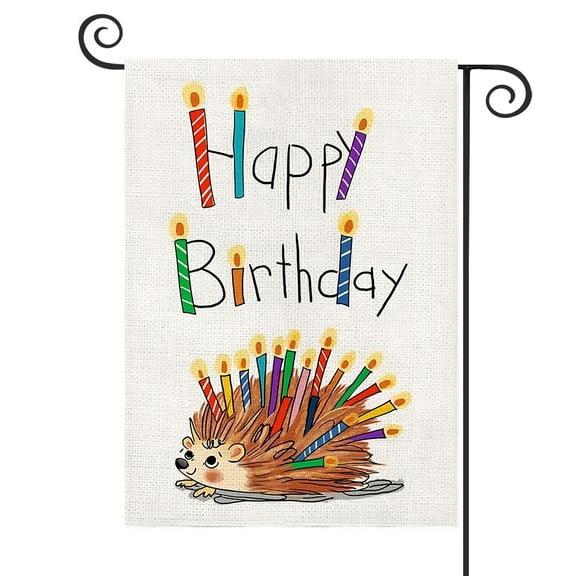 DMERBYL Happy Birthday Garden Flag 12x18 Inch Vertical Double Sided Yard Banner Cartoon Outdoor Decor Signs Birthday Party